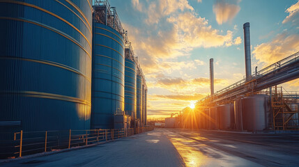 Industrial Storage Silos,  A view of industrial storage silos set against a building's exterior, showcasing large containers for bulk material storage in an industrial setting