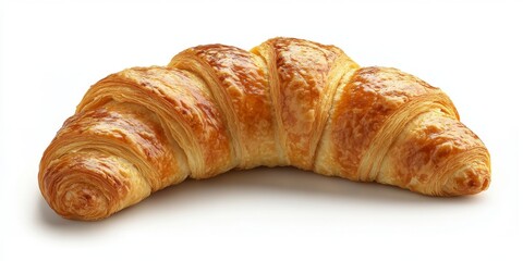 Elegant Croissant on Abstract White Background: Minimalist Culinary Art for Breakfast and Afternoon Tea Concepts. Creative Composition with Stylish Texture and Gradient Elements. AI-Generated Artwork 