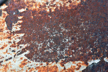 old iron sheet. Old cracked paint. Rusty metal surface. Rusty steel. vintage style. rusty iron. for background and text. close-up. oxidation, destruction.