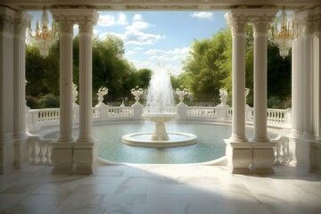 Backdrop Versailles fountain, venue for digital wedding photography. French chateau water gardens