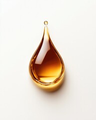 Serum Skincare Gold Drops with Air Bubbles on Solid Background