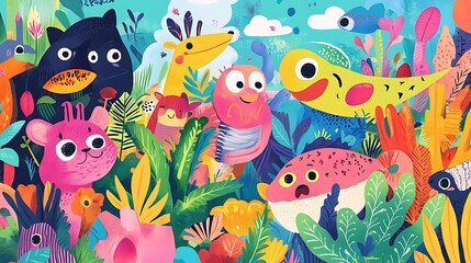 A Whimsical World of Colorful Creatures