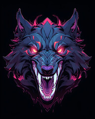 Obraz premium Werewolf head symmetry layout illustration