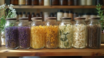 A zero-waste family using glass jars to store homemade cleaning products, showing their commitment to sustainability