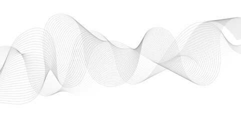 White wave curve lines banner background design. Abstract soft wave lines dynamic flowing gray light isolated background. Vector Illustration of the gray pattern of lines. Black stripes on white .