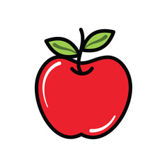 Red apple icon illustration. Isolated on white background. Illustration of an apple, suitable for designing the introduction of fruits to children, picture books, and other.