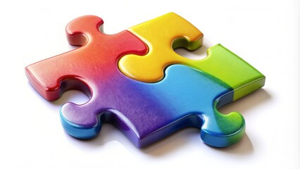 Obraz premium Isolated, single jigsaw puzzle piece with a unique shape and vibrant color, resting on a white background, symbolizing individuality and problem-solving.