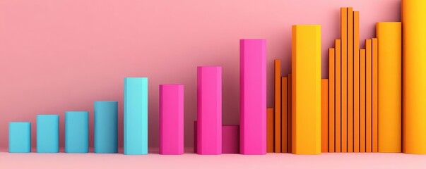 Obraz premium Dynamic data visualization with search trends chart, vibrant colors, 3D illustration