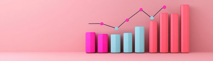 SEO dashboard with analytics charts, rising web traffic, 3D illustration