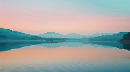 Fototapeta premium Serene Lake and Mountains at Dawn