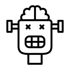 Robot Ghost Vector Line Icon Design