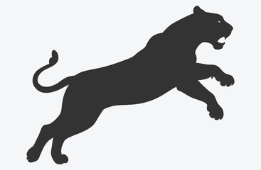 Majestic Tiger Jumping Silhouette  Dynamic Vector Illustration