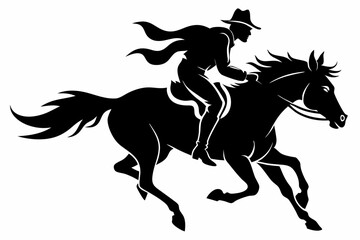 Horse ridding silhouette vector Illustration, Man Ridding with Black and White