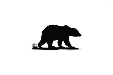 Walking Bear silhouette black icon vector grizzly logo symbol animal illustration.