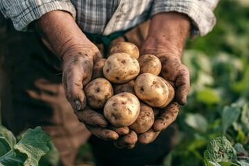 Farmer harvesting organic potatoes  a glimpse into agriculture and sustainable farming practices