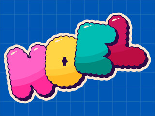 Groovy Christmas noel phrase label.