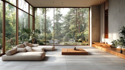 Modern Interior Design with Tranquil Garden View