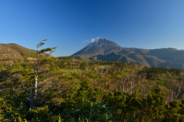 Fototapeta premium 雪を被る羅臼岳 知床 北海道 日本/Snow-covered Mount Rausu, Shiretoko, Hokkaido, Japan