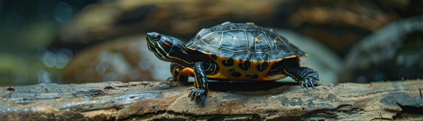 Fototapeta premium Turtle Shell Movement Through Its Natural Environment A Stunning Display of Aquatic Beauty, Capture the Grace of a Turtle's Shell as It Navigates Its Habitat, Exemplifying the Wonders of Nature