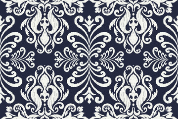 Motifs Ikat floral paisley embroidery background.geometric ethnic oriental pattern traditional.Aztec-style abstract. design for texture, fabric, clothing, wrapping, decoration