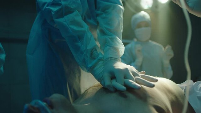 A doctor performing CPR at the hospital