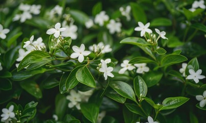 Beautiful White Flowers on Lush Green Foliage - Nature Photography for Botanical Designs and Wall Art 