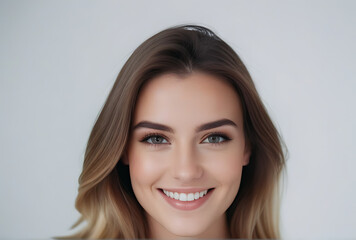 Fototapeta premium portrait beautiful young woman smiling camera white background