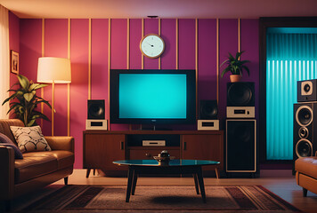 Fototapeta premium retro living room background vibe