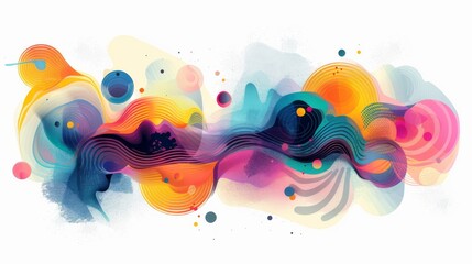 A colorful, abstract painting with a lot of circles and swirls