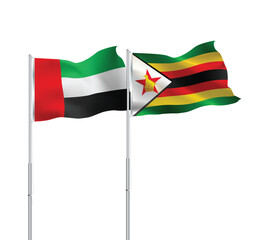 UAE,Zimbabwe flags together on pole
