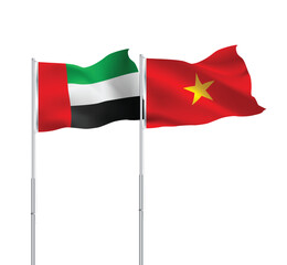 UAE,Vietnam flags together on pole