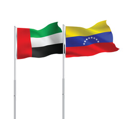 UAE,Venezuela flags together on pole