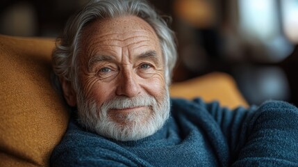 Portrait of a smiling senior man relaxing at home