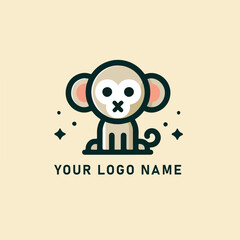 Cute monkey Logo PNG Vector