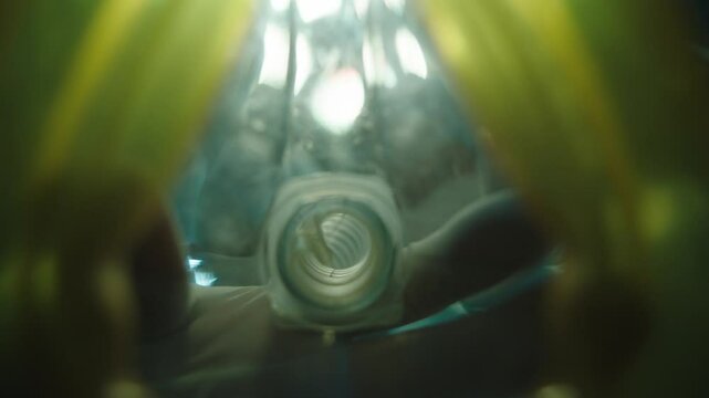 POV view of surgeons putting a breathing mask