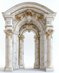Obraz premium Intricate marble archway with ornate golden detailing showcasing classical architecture in a modern design setting