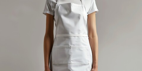  elegant white blank apron mockups, front view very clear and bright 