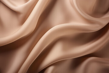 Fototapeta premium Processed collage of smooth wavy beige light brown satin silk cloth fabric texture. Background