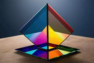 3D Perspective Artistic Creation with Prism Glass Finish in Colorful Hues