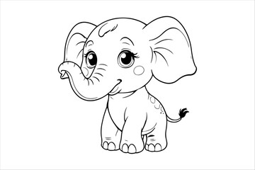 Coloring page of little baby elephant for kids coloring book