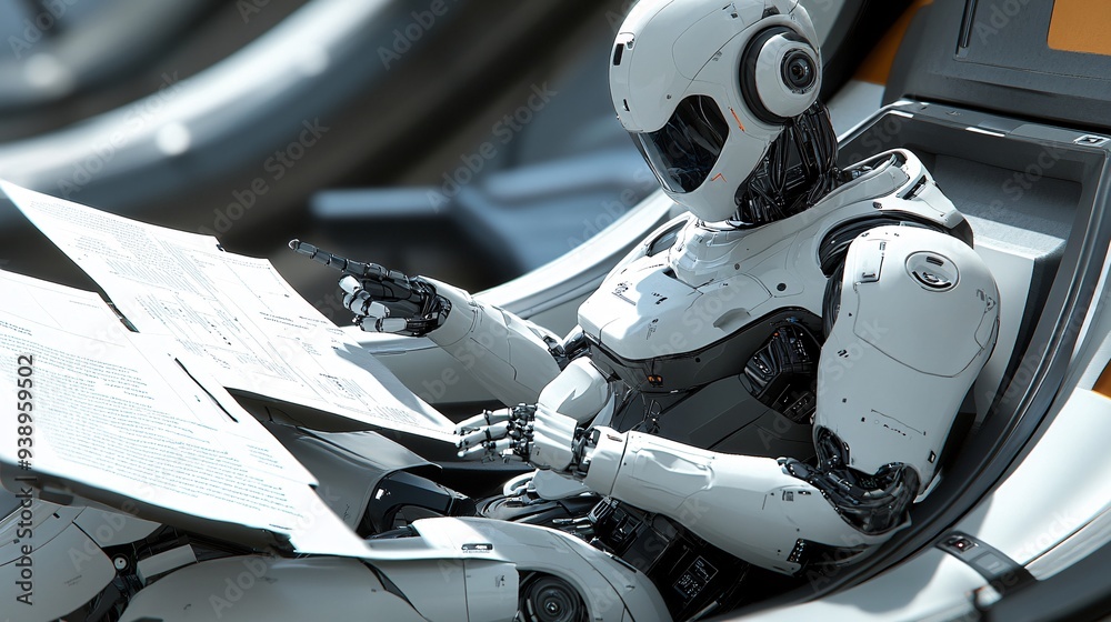 Poster a robot doctor in a clinical setting reviewing patient data and discussing treatment options symboli