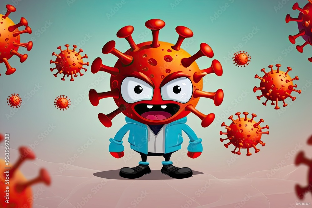 Wall mural humorous cartoon virus character mobile wallpaper designs