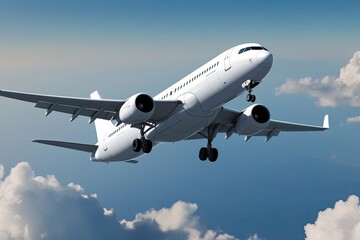 White Commercial Airplane in Dynamic Ascent - Isolated Travel Concept 3D Rendering
