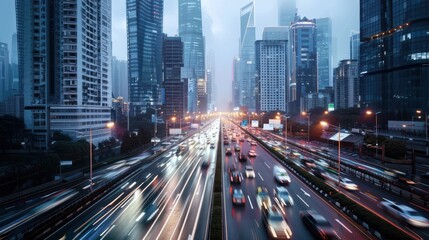 Obraz premium Cityscape with Traffic and Skyscrapers