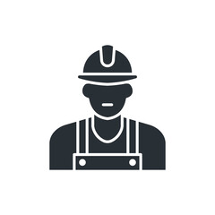 Helmeted worker. Master, service, plumber icon. Vector illustration