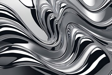 Dynamic Chrome and Silver Abstract Wave Pattern Design
