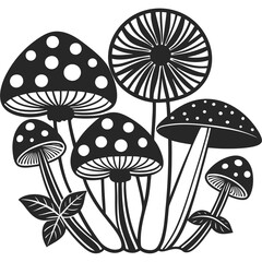 Floral Mushroom Cluster Vector - No Background art vector illustration