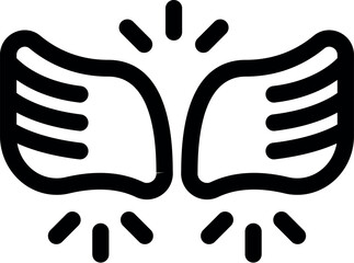 Fototapeta premium Line art vector of angel wings spreading with bright light, perfect for projects related to freedom, hope, and spirituality
