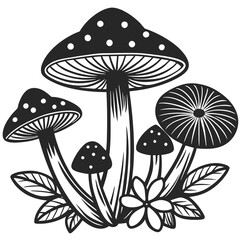 Floral Mushroom Cluster Vector - No Background art vector illustration