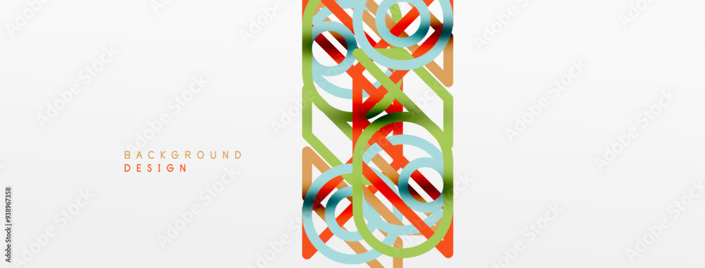 Poster abstract background - colorful circle lines technology or business digital template